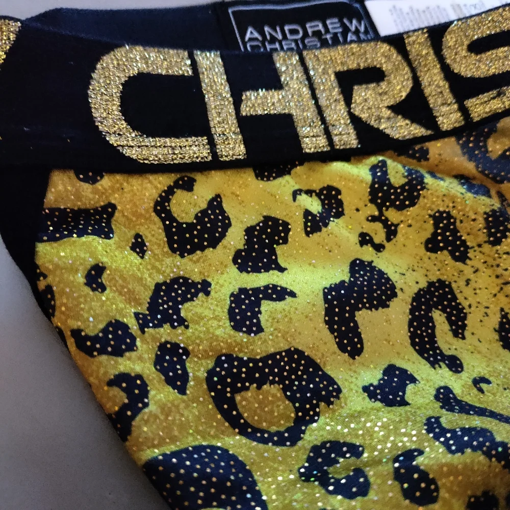 Andrew Christian Glam Leopard Jock gold S L NWT - Picture 4 of 7
